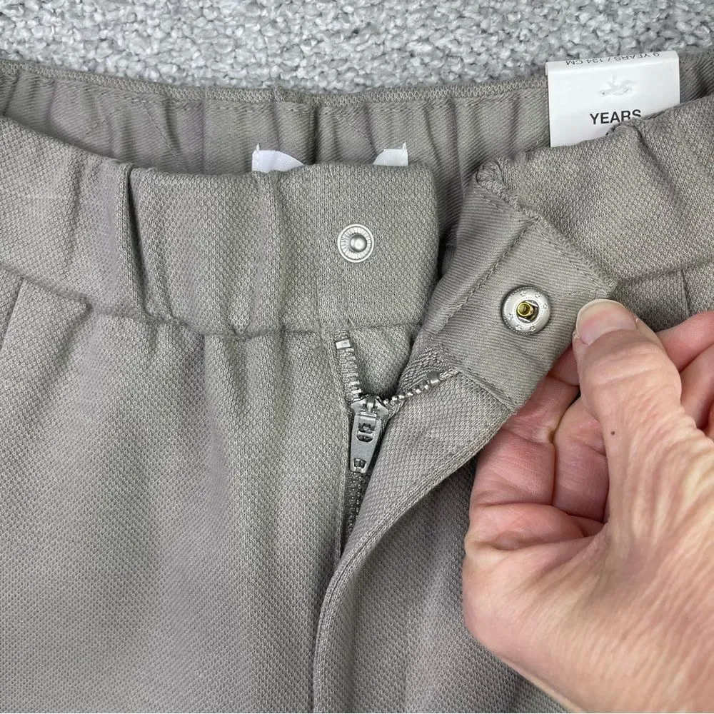 Zara Pants Unisex Kids 9 Gray Knit Slim Leg Pleated Elastic Waist Lightweight